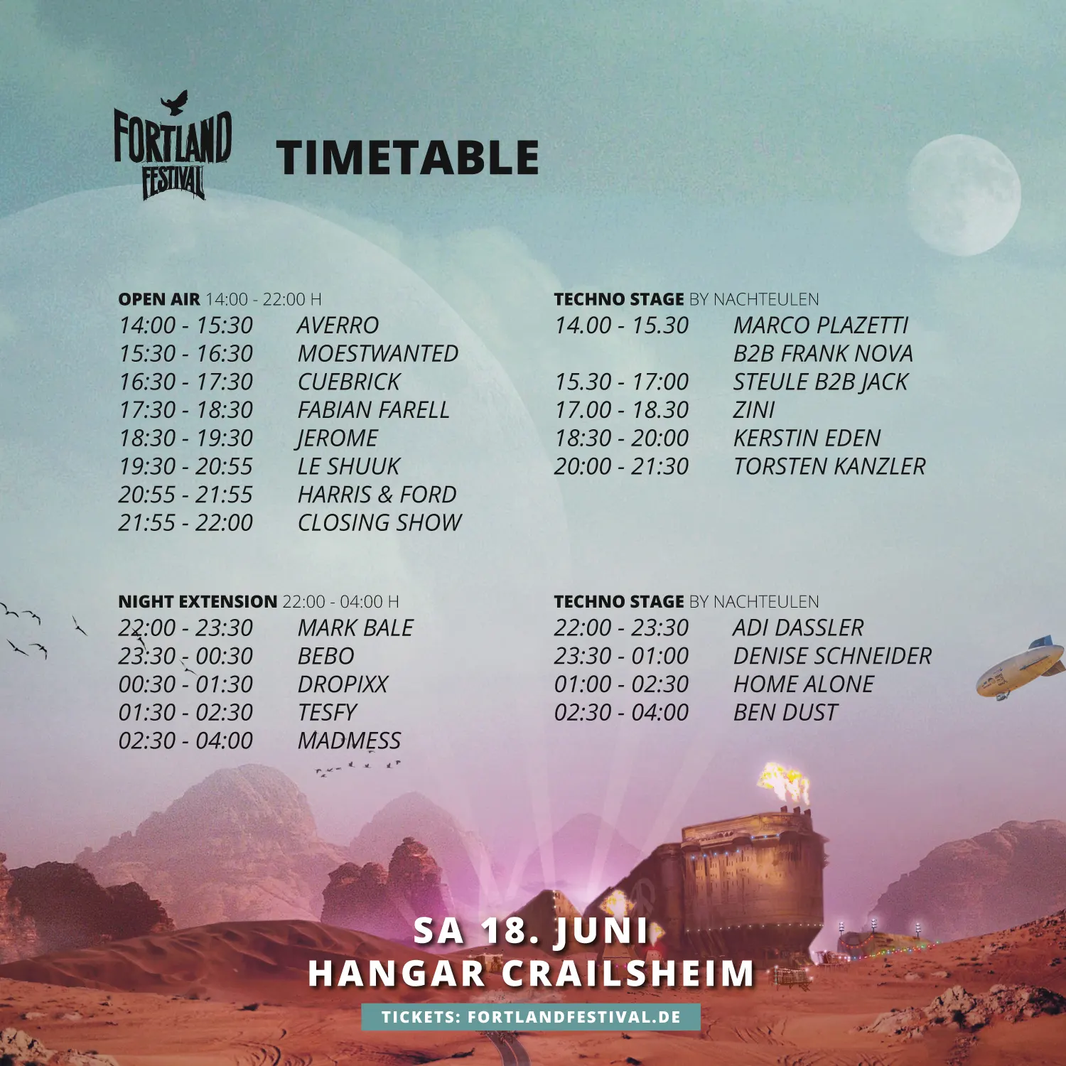 Timetable Fortland Festival